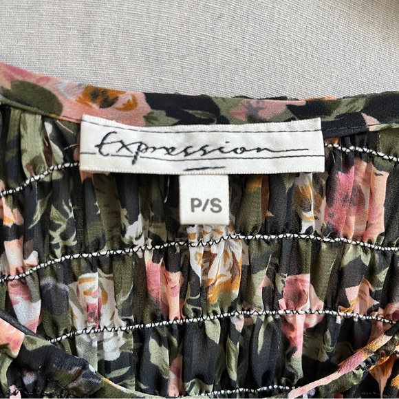 Vintage Expression smock floral chiffon maxi dress Sz S - Picture 8 of 12
